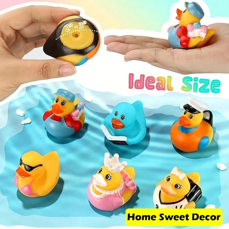 13 Pcs Rubber Ducks For Ducking Game, 2.75 Inch Assorted Floater Ducks, Bulk Water Toy Set, Party Favors & Shower Celebration Decor