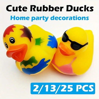 13 Pcs Rubber Ducks For Ducking Game, 2.75 Inch Assorted Floater Ducks, Bulk Water Toy Set, Party Favors & Shower Celebration Decor
