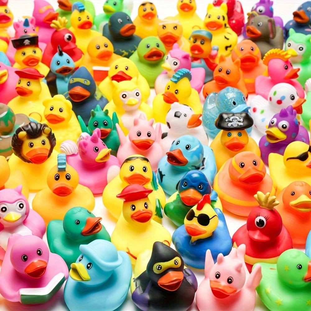 13 Pcs Rubber Ducks For Ducking Game, 2.75 Inch Assorted Floater Ducks, Bulk Water Toy Set, Party Favors & Shower Celebration Decor