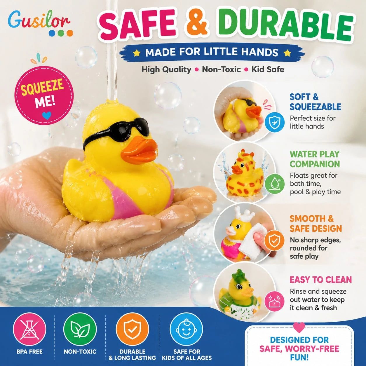 13pcs Baby Bath Toy Set Cute Rubber Duck Animal Floating Toys For Toddlers Bath Time Fun Kids Water Play Toys Bathing Birthday Gift Back To School