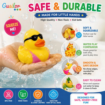13pcs Baby Bath Toy Set Cute Rubber Duck Animal Floating Toys For Toddlers Bath Time Fun Kids Water Play Toys Bathing Birthday Gift Back To School