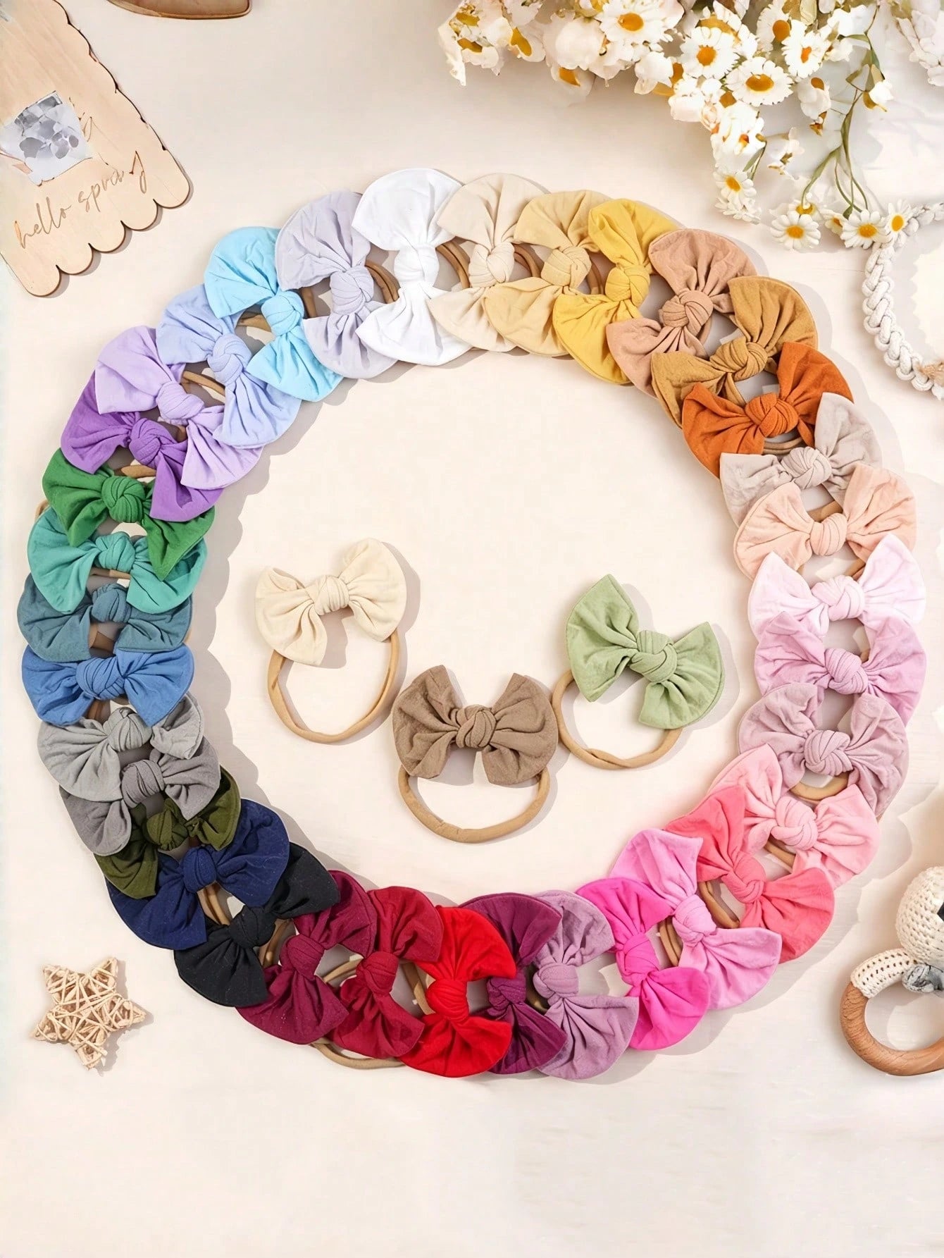 15/30pcs Baby Nylon Headbands With 3.5" Hair Clips, Newborn Headbands, Suitable For Infants, Baby Girls, Toddlers
