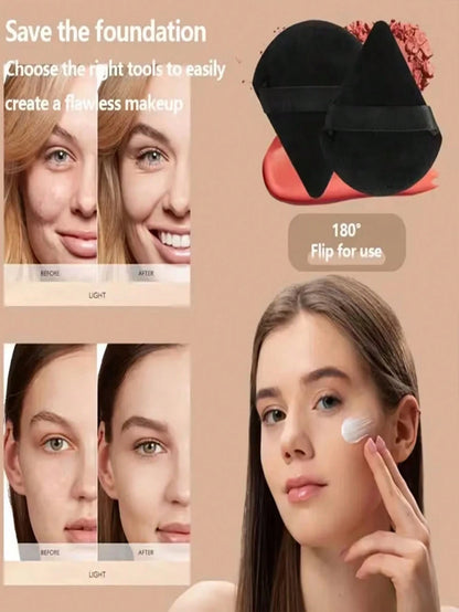 15pcs Makeup Brush Set, Includes 2 Black Triangular Makeup Sponges, Soft And Sticky For Loose Powder; Also 13pcs Makeup Brushes For Blush, Liquid Lipstick, Lipstick, Concealer, Foundation, Primer, Bra
