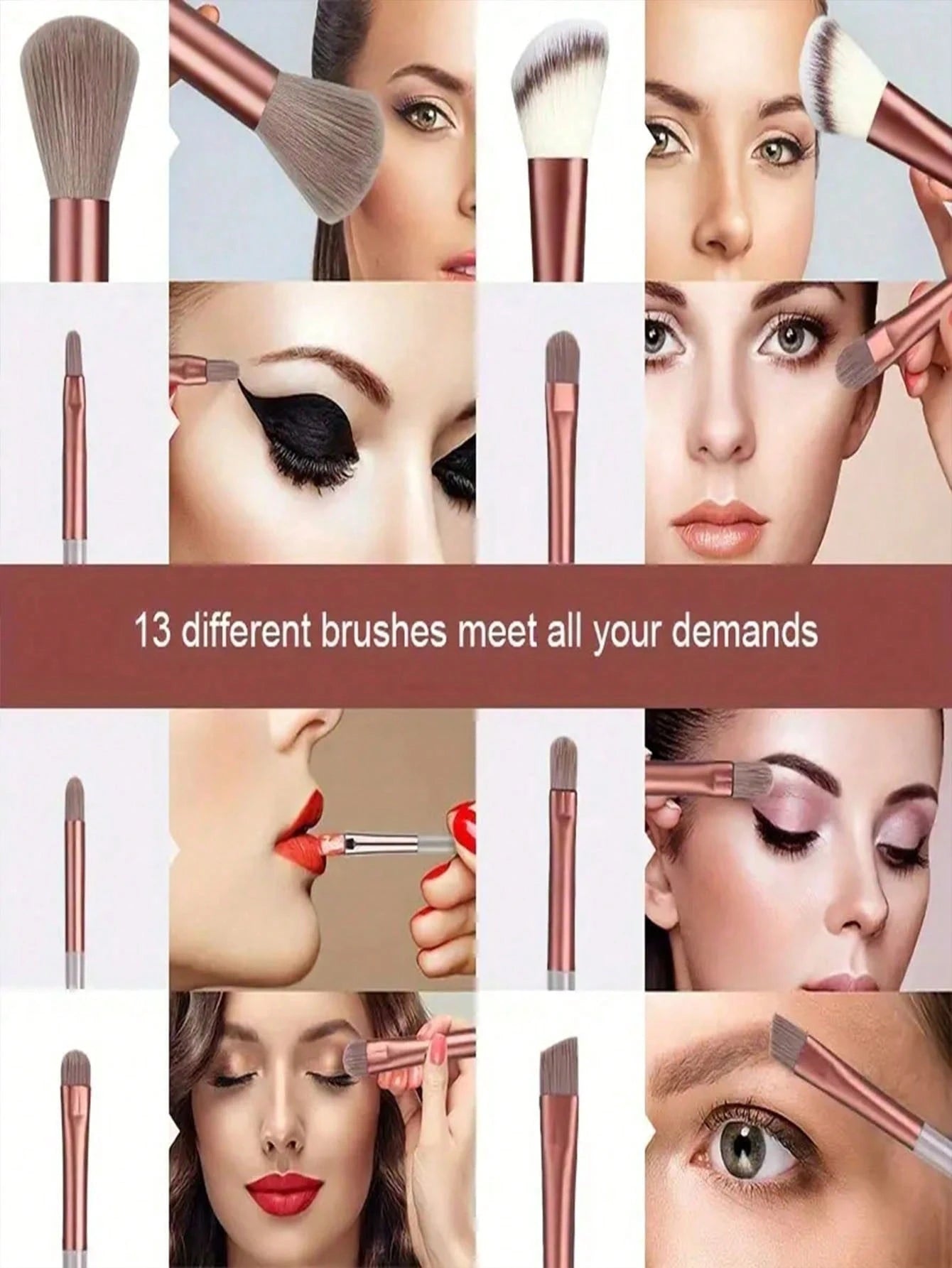 15pcs Makeup Brush Set, Includes 2 Black Triangular Makeup Sponges, Soft And Sticky For Loose Powder; Also 13pcs Makeup Brushes For Blush, Liquid Lipstick, Lipstick, Concealer, Foundation, Primer, Bra