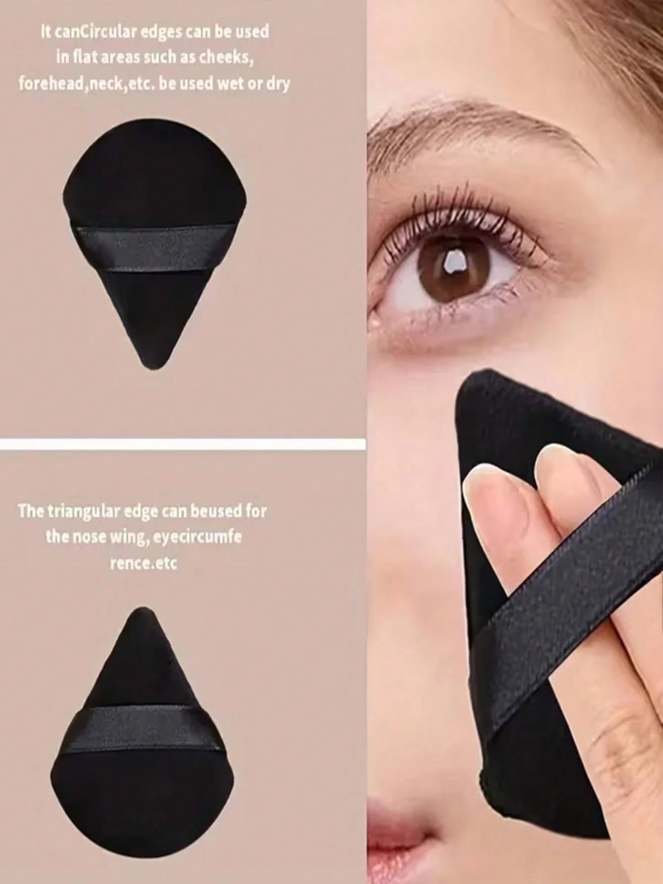 15pcs Makeup Brush Set, Includes 2 Black Triangular Makeup Sponges, Soft And Sticky For Loose Powder; Also 13pcs Makeup Brushes For Blush, Liquid Lipstick, Lipstick, Concealer, Foundation, Primer, Bra