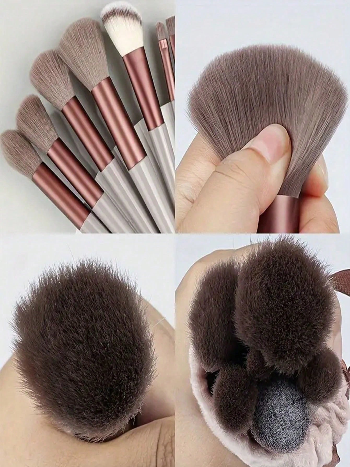 15pcs Makeup Brush Set, Includes 2 Black Triangular Makeup Sponges, Soft And Sticky For Loose Powder; Also 13pcs Makeup Brushes For Blush, Liquid Lipstick, Lipstick, Concealer, Foundation, Primer, Bra