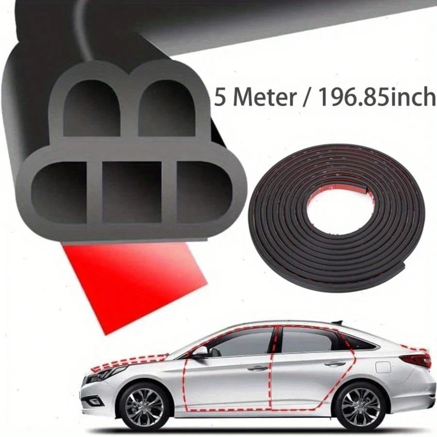16.4ft/5m Rubber Seal Strip, Dual-Layer 5-Hole Universal Self-Adhesive Waterproof Soundproof Seal For Car Door, Waterproof