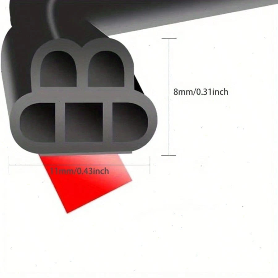 16.4ft/5m Rubber Seal Strip, Dual-Layer 5-Hole Universal Self-Adhesive Waterproof Soundproof Seal For Car Door, Waterproof