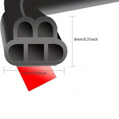 16.4ft/5m Rubber Seal Strip, Dual-Layer 5-Hole Universal Self-Adhesive Waterproof Soundproof Seal For Car Door, Waterproof