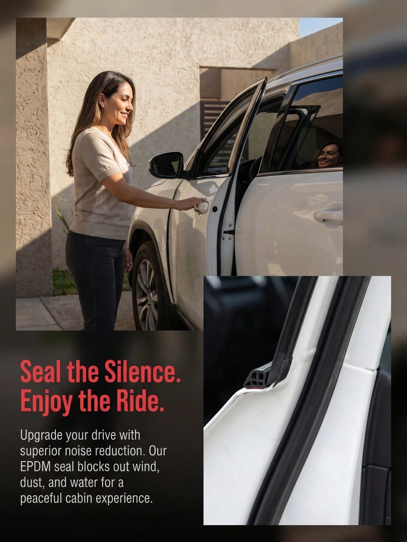 16.4ft/5m Rubber Seal Strip, Dual-Layer 5-Hole Universal Self-Adhesive Waterproof Soundproof Seal For Car Door, Waterproof