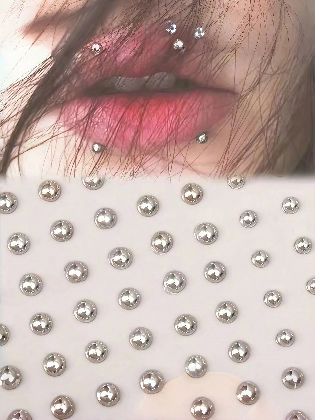 165/180pcs No-Piercing Lip Rings, Self-Adhesive Waterproof Reusable Fake Lip Rings, Eyebrow Nose Studs, Body Navel Jewelry Accessories, Suitable For Carnival/Mardi Gras/Costume Party