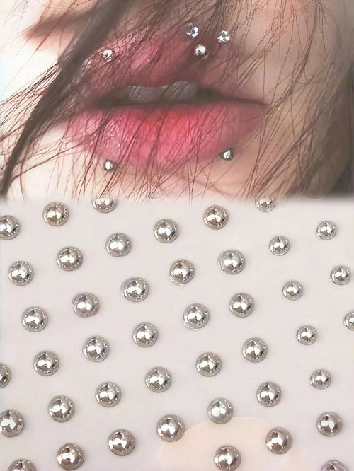 165/180pcs No-Piercing Lip Rings, Self-Adhesive Waterproof Reusable Fake Lip Rings, Eyebrow Nose Studs, Body Navel Jewelry Accessories, Suitable For Carnival/Mardi Gras/Costume Party