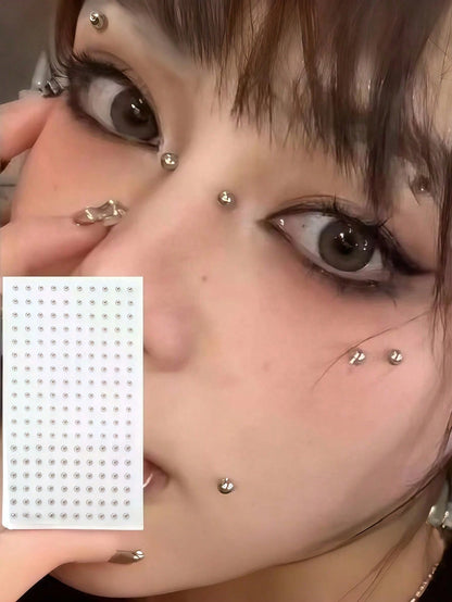 165/180pcs No-Piercing Lip Rings, Self-Adhesive Waterproof Reusable Fake Lip Rings, Eyebrow Nose Studs, Body Navel Jewelry Accessories, Suitable For Carnival/Mardi Gras/Costume Party