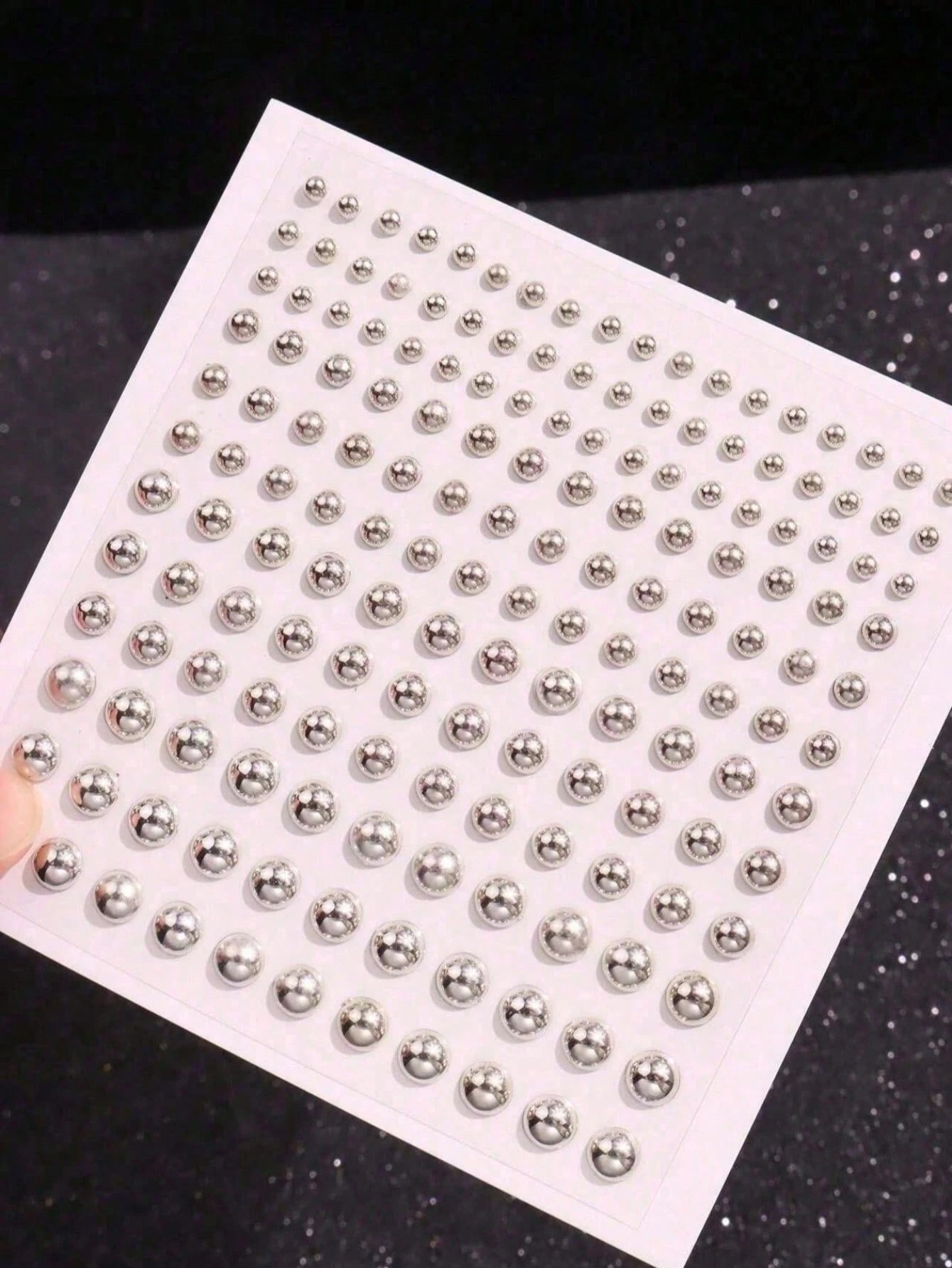 1650/1320/825/495/330/165pcs 3-6mm Silver-Plated Acrylic Y2K Sexy Body Jewelry Stickers + Tweezer, Fake Nose Ring Ear Stud Sticker, Fake Eyebrow & Lip Ring Non-Piercing Body Jewelry, Face Gems For Par