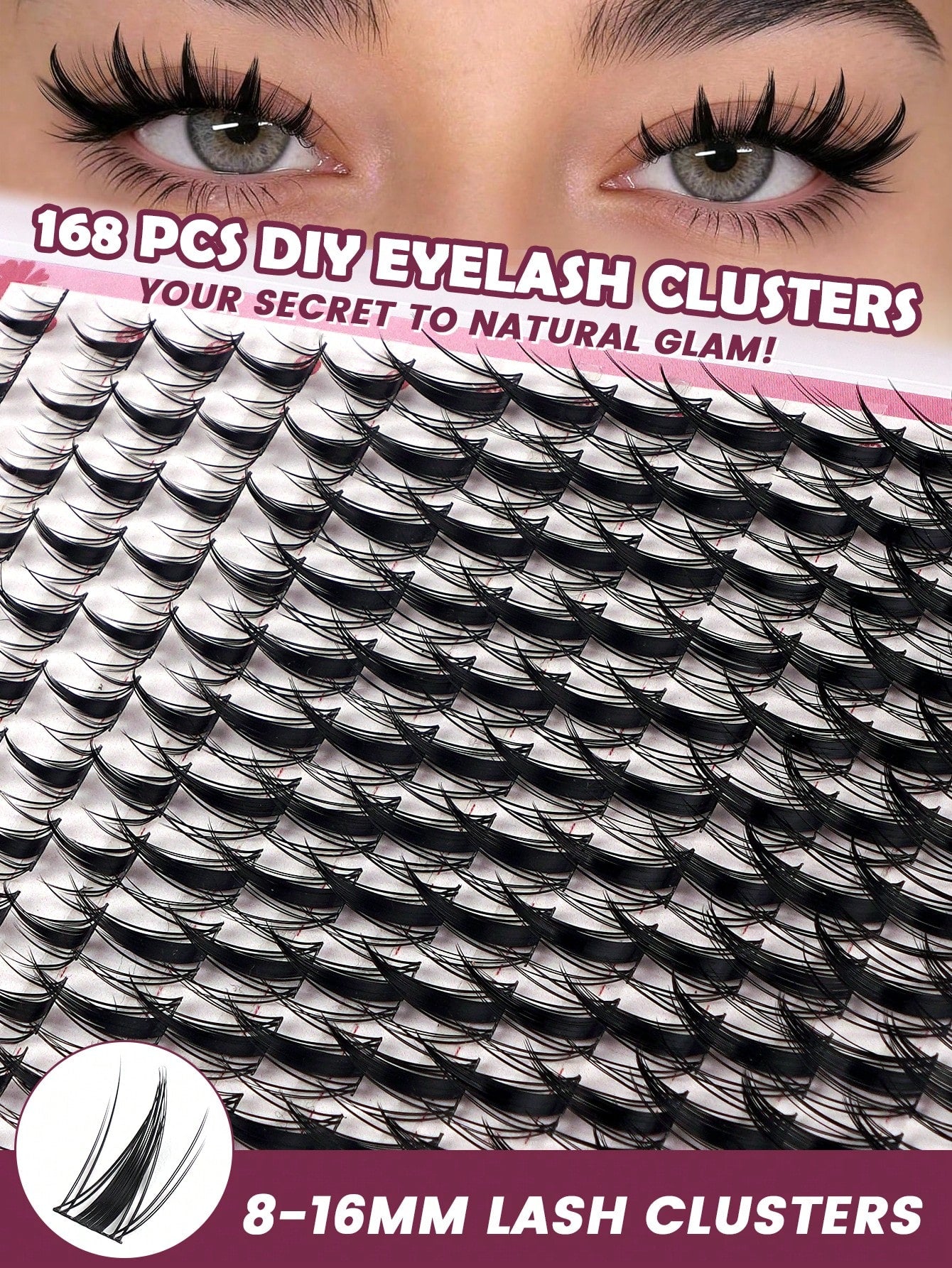 168 Clusters D-Shape Cartoon Fairy Style Eyelash Clusters, Dense Wheat Tip Eyelash Clusters, Wet Look, Cat Eye Anime Eyelashes, Cartoon Eyelash Clusters, DIY Individual Eyelash Clusters, Wide Width, D