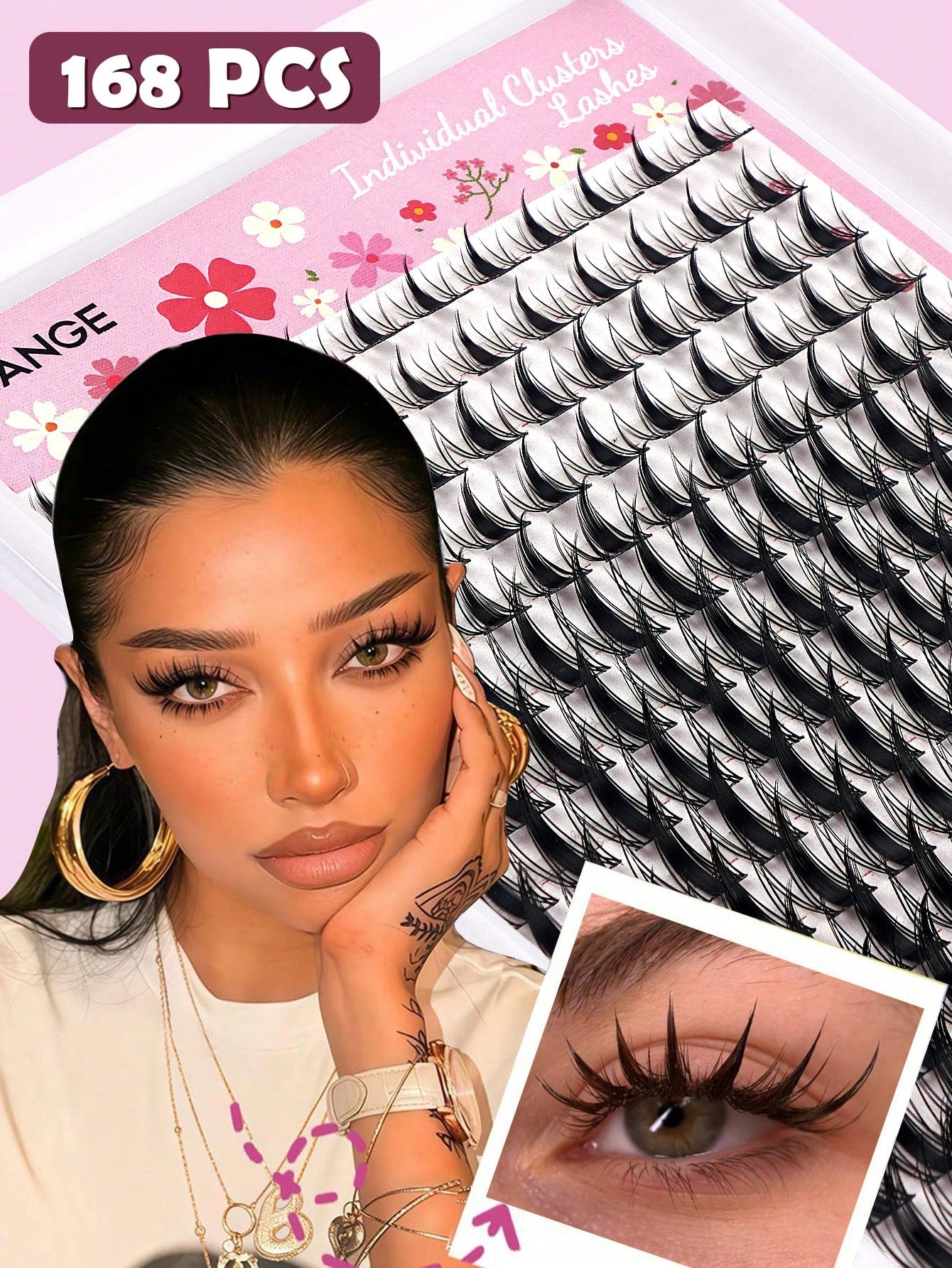 168 Clusters D-Shape Cartoon Fairy Style Eyelash Clusters, Dense Wheat Tip Eyelash Clusters, Wet Look, Cat Eye Anime Eyelashes, Cartoon Eyelash Clusters, DIY Individual Eyelash Clusters, Wide Width, D