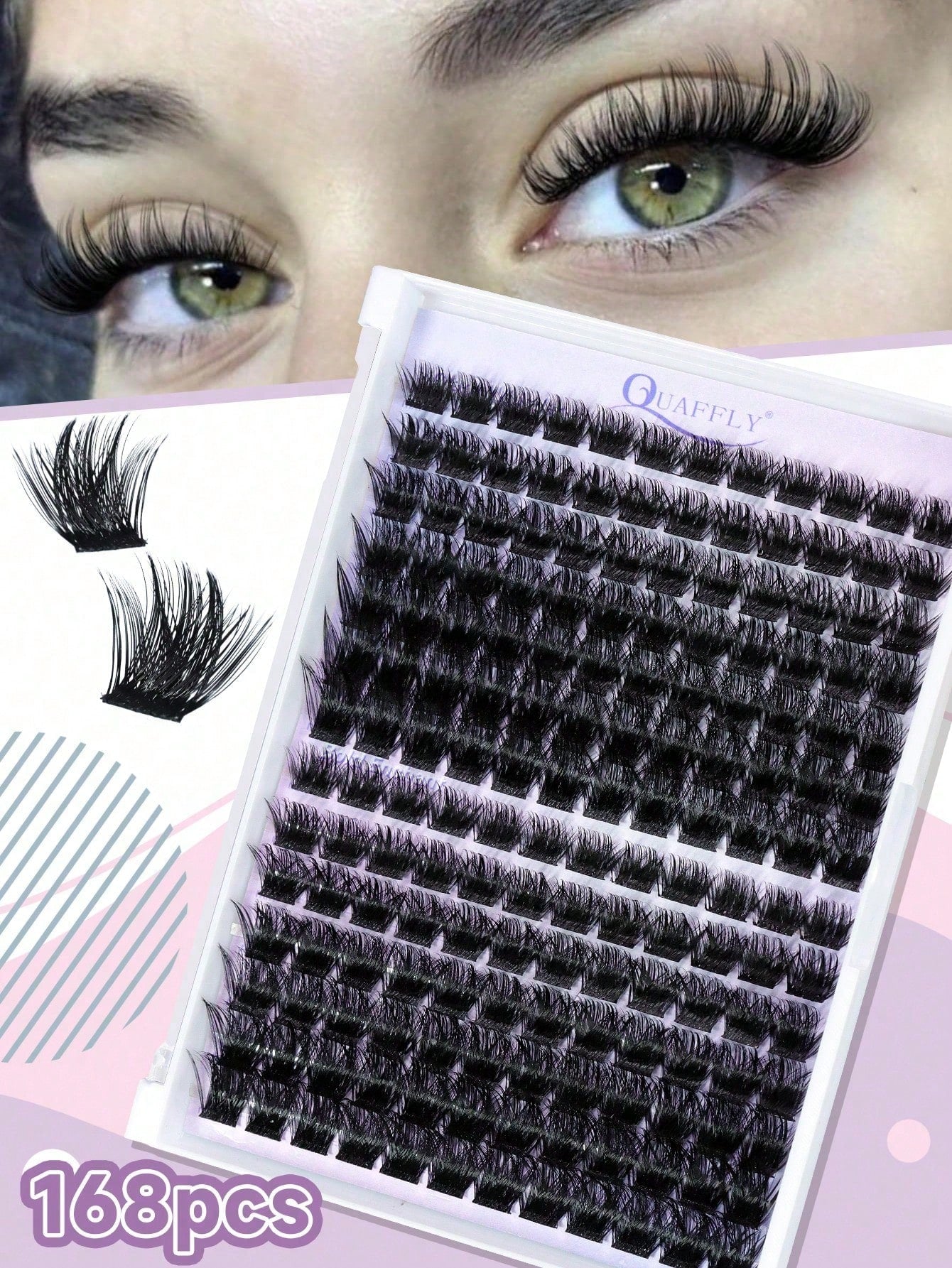 168PCS C Curl 9-16 MM Natural Lash Clusters Wispy Eyelash Clusters Cluster Eyelash Extensions Natural Lash Extension Soft Comfortable Cluster Lashes For Everyday Wear