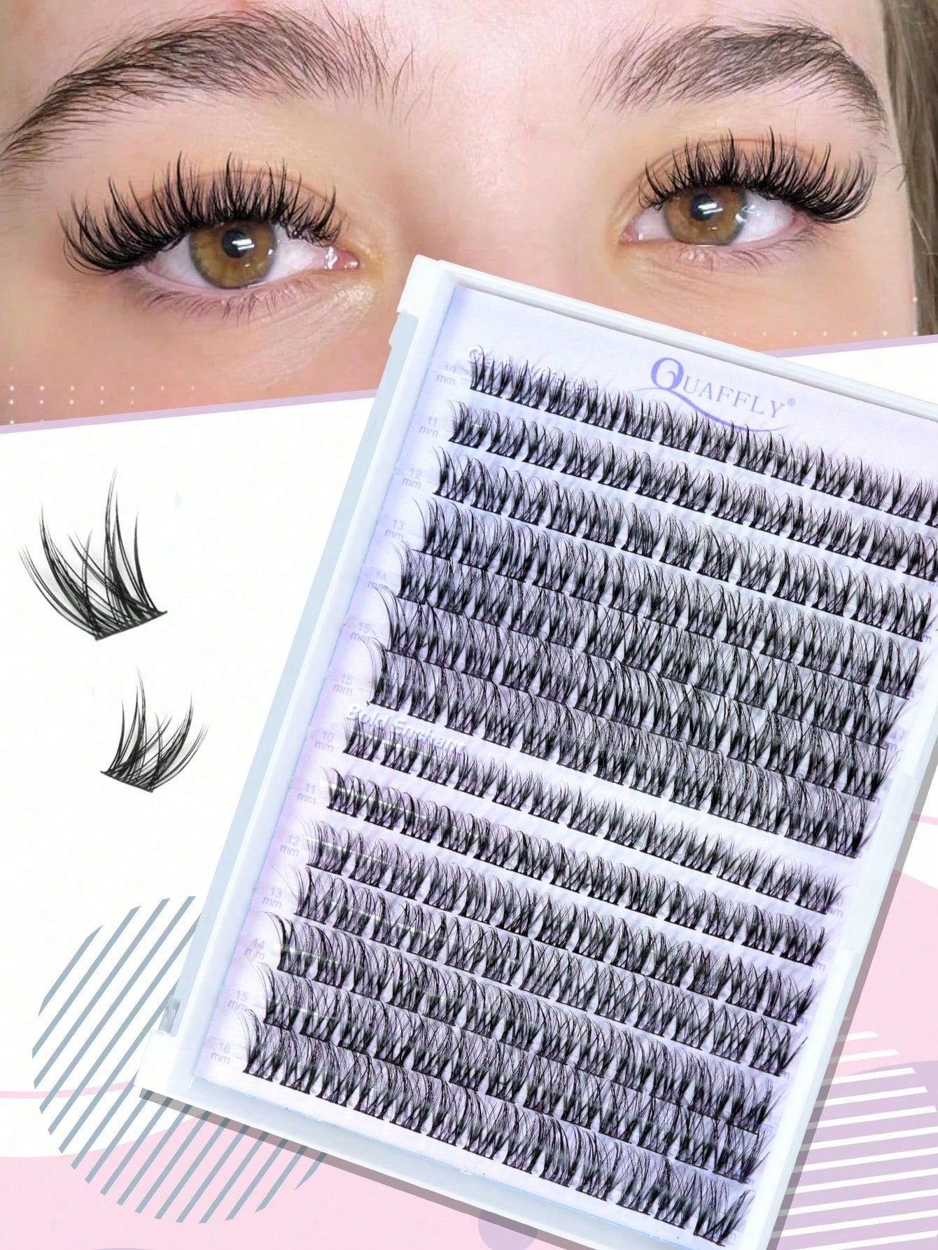 168PCS C Curl 9-16 MM Natural Lash Clusters Wispy Eyelash Clusters Cluster Eyelash Extensions Natural Lash Extension Soft Comfortable Cluster Lashes For Everyday Wear