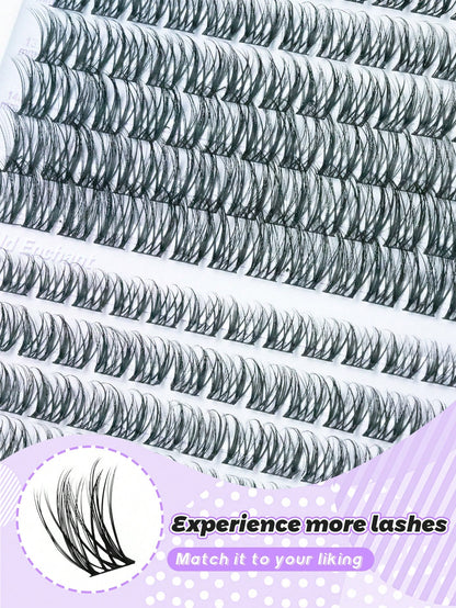 168PCS C Curl 9-16 MM Natural Lash Clusters Wispy Eyelash Clusters Cluster Eyelash Extensions Natural Lash Extension Soft Comfortable Cluster Lashes For Everyday Wear