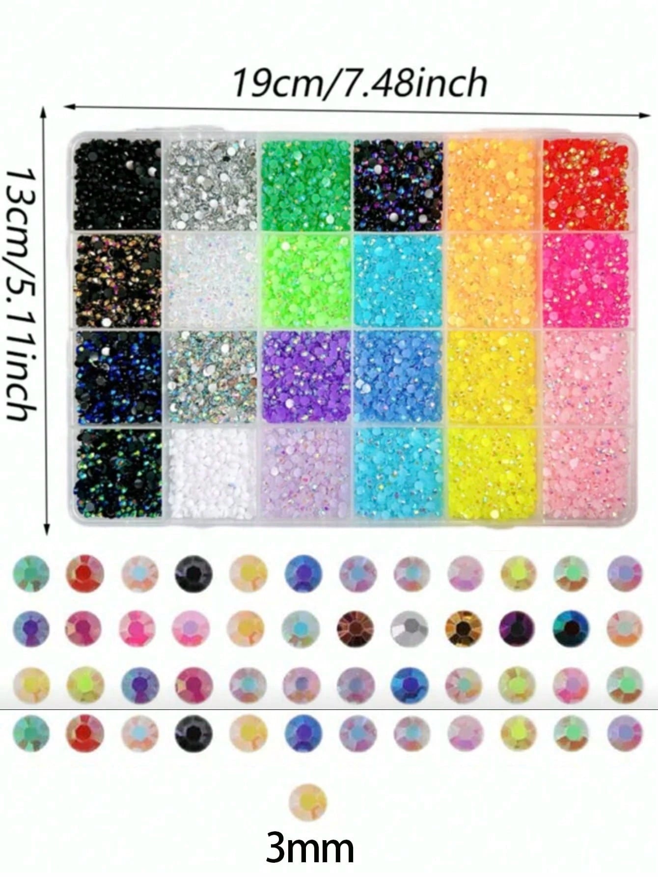 18,000pcs 3mm Flat Back Rhinestones, 24 Colors Resin Gems, Decorative Tool Kit Includes 3 Tubes 9ml B7000 Jewelry Glue And Tweezers, Suitable For DIY Crafts, Clothing, Shoes, Phone Cases, Cups, Shoes,