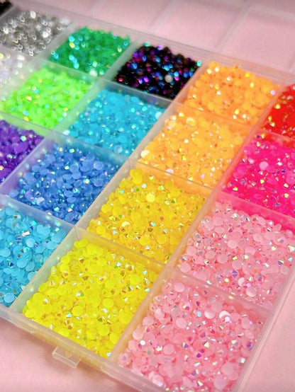 18,000pcs 3mm Flat Back Rhinestones, 24 Colors Resin Gems, Decorative Tool Kit Includes 3 Tubes 9ml B7000 Jewelry Glue And Tweezers, Suitable For DIY Crafts, Clothing, Shoes, Phone Cases, Cups, Shoes,
