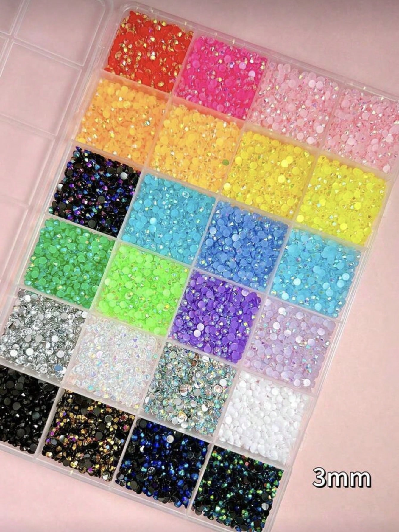 18,000pcs 3mm Flat Back Rhinestones, 24 Colors Resin Gems, Decorative Tool Kit Includes 3 Tubes 9ml B7000 Jewelry Glue And Tweezers, Suitable For DIY Crafts, Clothing, Shoes, Phone Cases, Cups, Shoes,