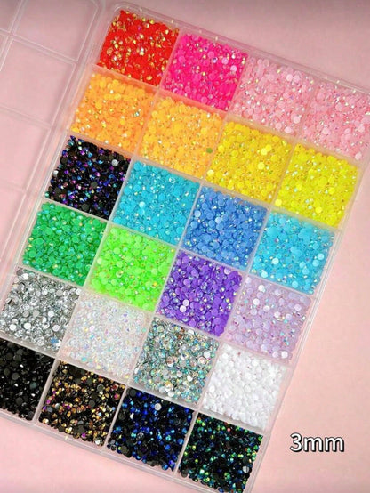 18,000pcs 3mm Flat Back Rhinestones, 24 Colors Resin Gems, Decorative Tool Kit Includes 3 Tubes 9ml B7000 Jewelry Glue And Tweezers, Suitable For DIY Crafts, Clothing, Shoes, Phone Cases, Cups, Shoes,