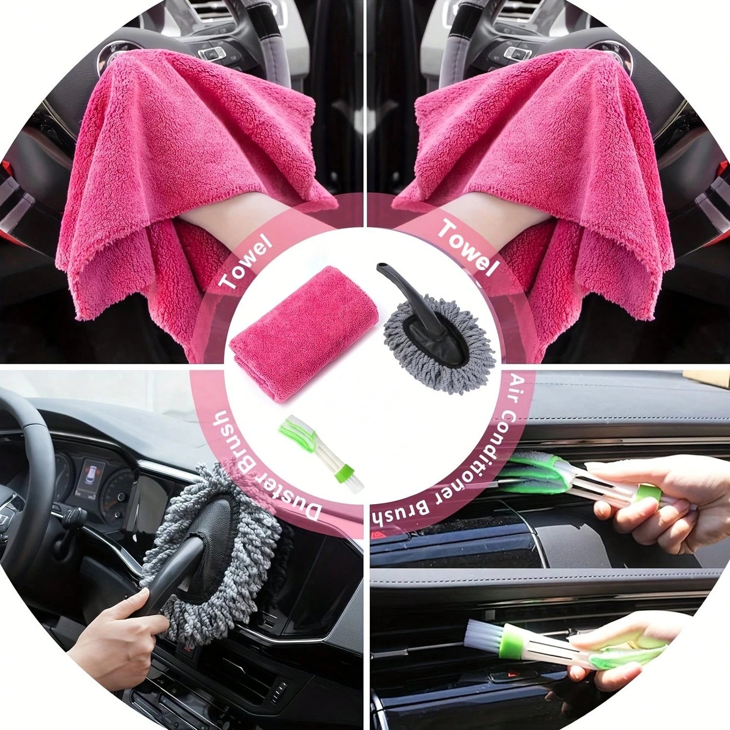 19 Piece Car Care Tools, High-Power Handheld Vacuum Cleaner, Cleaning And Car Wash Kit, Interior Cleaning Set. Available In Purple, Blue, And Purple.