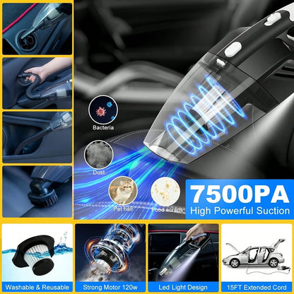 19pcs/Set Car Cleaning Wash Kit Interior Detailing Cleaner Kit With High Power Handheld Vacuum, Brush Set, Windshield Tool, Duster, Towels, Complete Car Care Tool