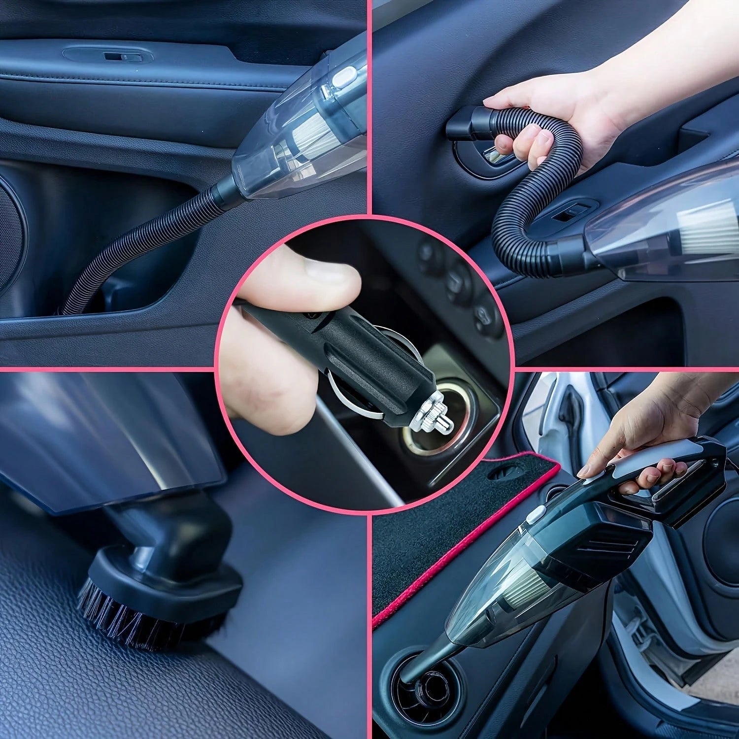 19pcs/Set Car Cleaning Wash Kit Interior Detailing Cleaner Kit With High Power Handheld Vacuum, Brush Set, Windshield Tool, Duster, Towels, Complete Car Care Tool
