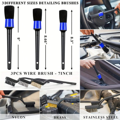 19pcs/Set Car Cleaning Wash Kit Interior Detailing Cleaner Kit With High Power Handheld Vacuum, Brush Set, Windshield Tool, Duster, Towels, Complete Car Care Tool