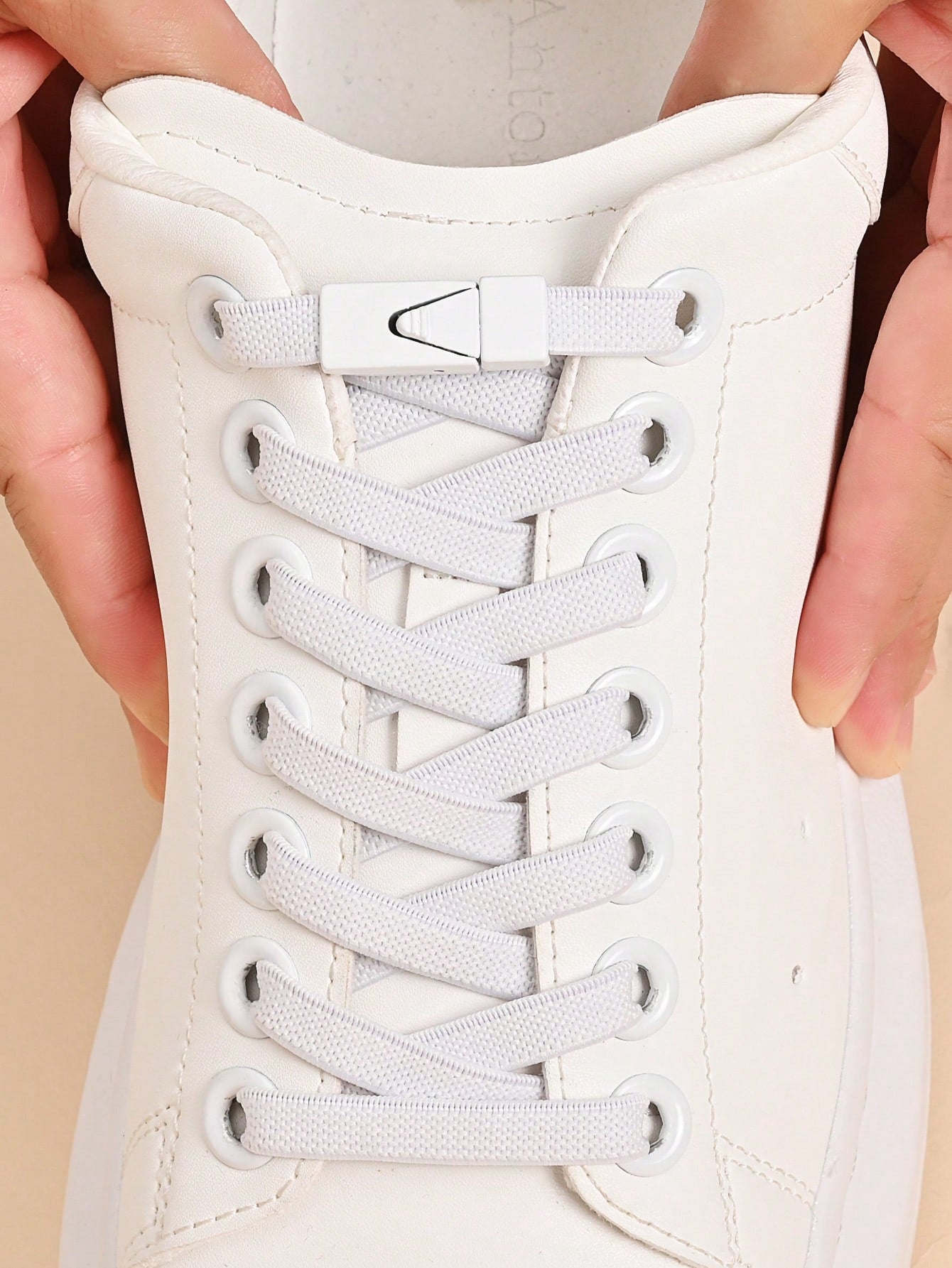 1pair Elastic No Tie Shoelaces With Switch Buckle, White Color, Suitable For Sneakers, Training Shoes And Casual Shoes,White Shoes,Basketball Shoes, Winter Gift Ideas