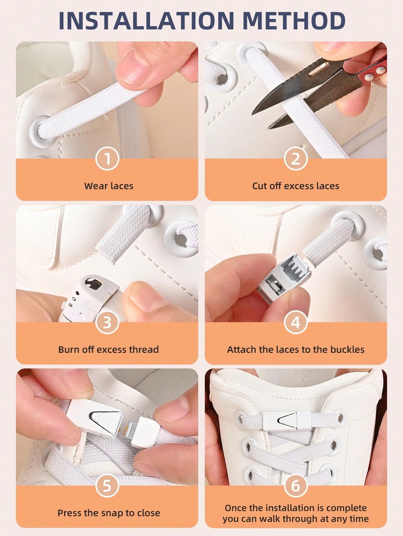 1pair Elastic No Tie Shoelaces With Switch Buckle, White Color, Suitable For Sneakers, Training Shoes And Casual Shoes,White Shoes,Basketball Shoes, Winter Gift Ideas