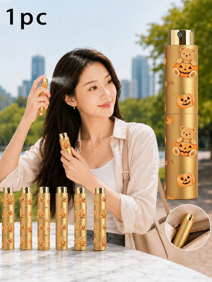 1PC 10ml/0.34oz Halloween Pumpkin Pattern Perfume Refillable Bottle, Ghost, Bear, Reusable, Mini Portable, Compatible With Most Perfume Bottles, Suitable For Refilling Perfume, Skincare Water And Othe