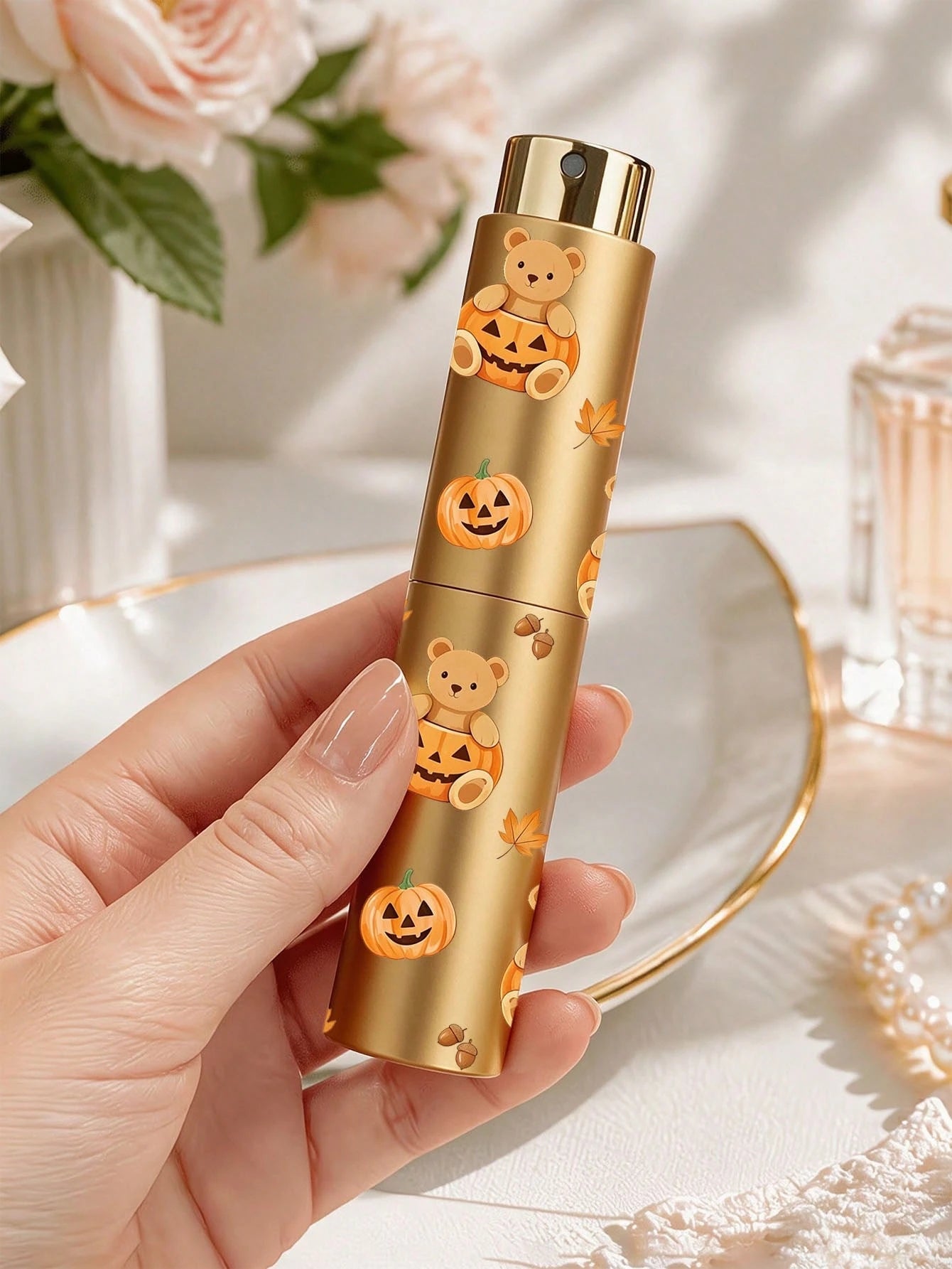 1PC 10ml/0.34oz Halloween Pumpkin Pattern Perfume Refillable Bottle, Ghost, Bear, Reusable, Mini Portable, Compatible With Most Perfume Bottles, Suitable For Refilling Perfume, Skincare Water And Othe