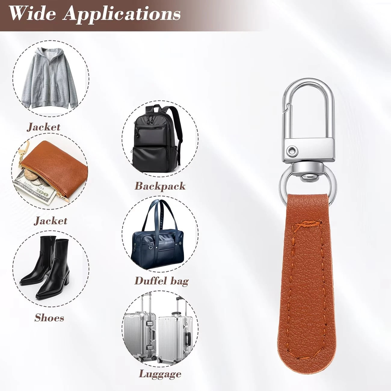 1Pc/2/4Pcs Detachable PU Leather Zipper Pulls With Replaceable Metal Strap, Suitable For Bags, Clothing And Various Zippers