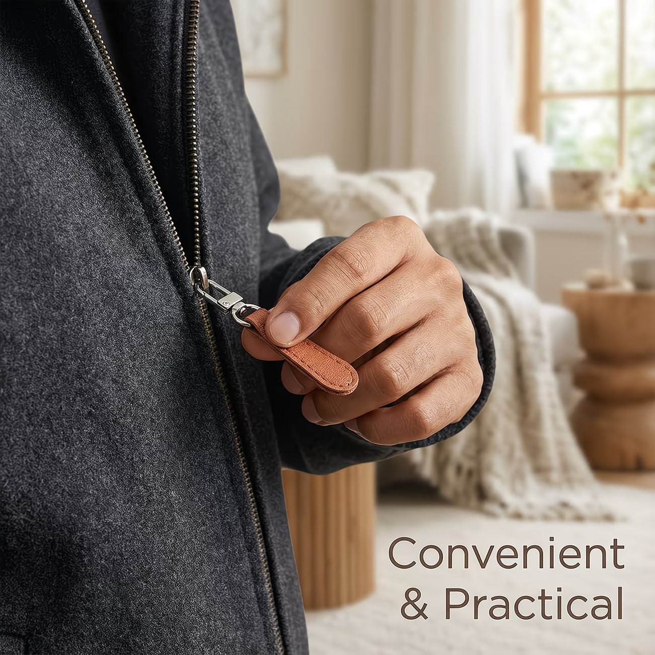 1Pc/2/4Pcs Detachable PU Leather Zipper Pulls With Replaceable Metal Strap, Suitable For Bags, Clothing And Various Zippers