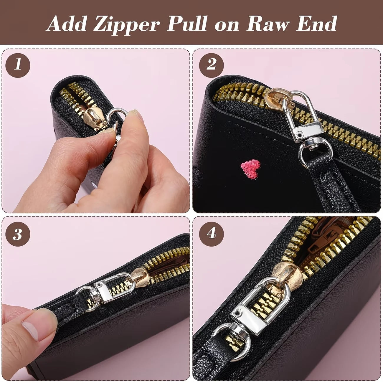 1Pc/2/4Pcs Detachable PU Leather Zipper Pulls With Replaceable Metal Strap, Suitable For Bags, Clothing And Various Zippers