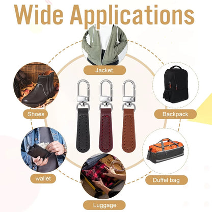 1Pc/2/4Pcs Detachable PU Leather Zipper Pulls With Replaceable Metal Strap, Suitable For Bags, Clothing And Various Zippers