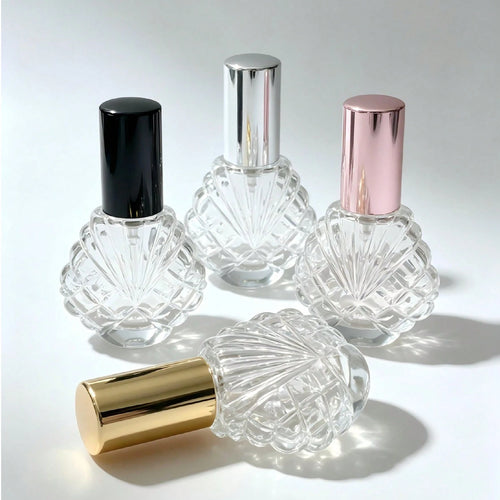 1pc/2pcs/4pcs 14ml Perfume Refill Bottle Glass Shell Pattern Fashionable Small Spray Bottle Portable Travel Sample Dispenser