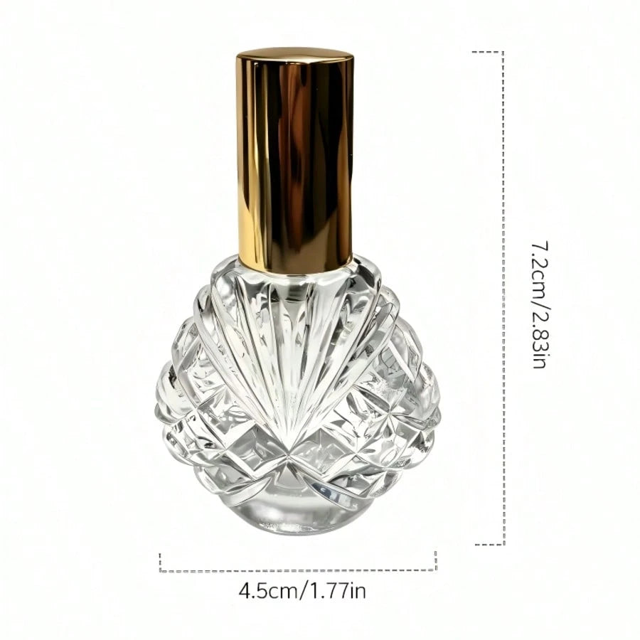 1pc/2pcs/4pcs 14ml Perfume Refill Bottle Glass Shell Pattern Fashionable Small Spray Bottle Portable Travel Sample Dispenser