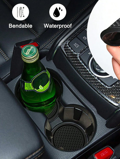 1pc/2PCS/4PCS Car Cup Coaster, Cup Holder Insert Coasters,Universal Auto Non-Slip Cup Holder Embedded In Ornaments Silicone Coaster, Car Interior Accessories Mat,7cm/2.75 Inch Soft Rubber Pad Set Roun