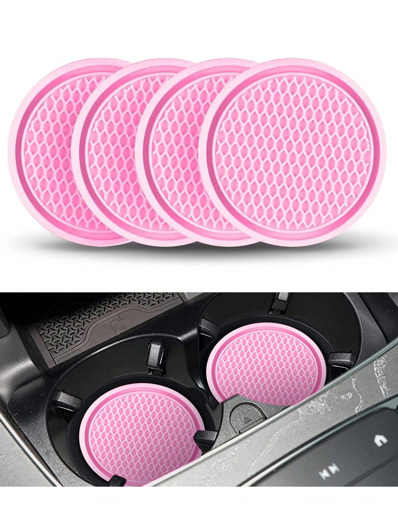 1pc/2PCS/4PCS Car Cup Coaster, Cup Holder Insert Coasters,Universal Auto Non-Slip Cup Holder Embedded In Ornaments Silicone Coaster, Car Interior Accessories Mat,7cm/2.75 Inch Soft Rubber Pad Set Roun