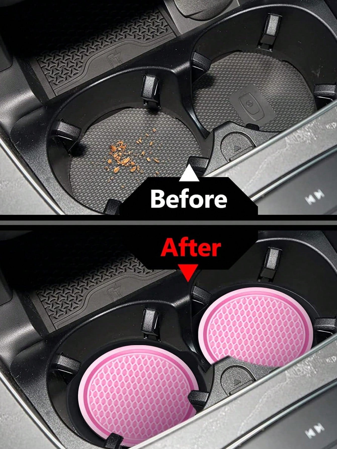 1pc/2PCS/4PCS Car Cup Coaster, Cup Holder Insert Coasters,Universal Auto Non-Slip Cup Holder Embedded In Ornaments Silicone Coaster, Car Interior Accessories Mat,7cm/2.75 Inch Soft Rubber Pad Set Roun