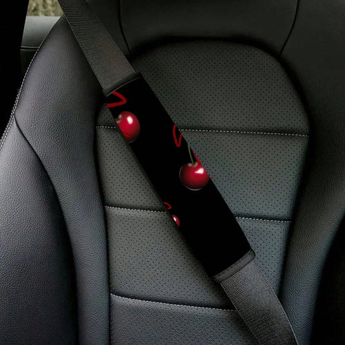 1pc/2pcs Red Cherry Bow Car Seatbelt Cover- Interior Decoration Accessory, Quick Installation And Removal, And Stylish Polyester Design, Universal Model Suitable For All Vehicles, Comfortable Travel