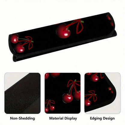 1pc/2pcs Red Cherry Bow Car Seatbelt Cover- Interior Decoration Accessory, Quick Installation And Removal, And Stylish Polyester Design, Universal Model Suitable For All Vehicles, Comfortable Travel