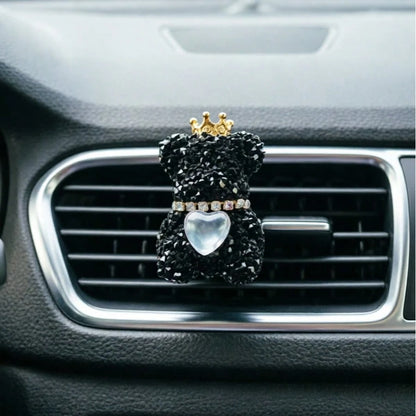 1pc/2pcs Rhinestone Crown Bear Car Air Vent Clip, Heart Decor Auto Air Outlet Vehicle Interior Accessory