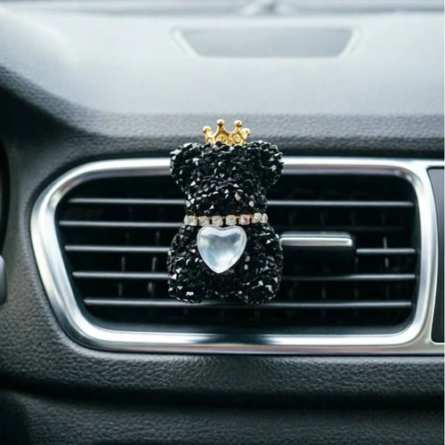 1pc/2pcs Rhinestone Crown Bear Car Air Vent Clip, Heart Decor Auto Air Outlet Vehicle Interior Accessory