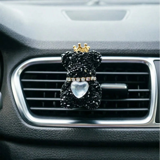 1pc/2pcs Rhinestone Crown Bear Car Air Vent Clip, Heart Decor Auto Air Outlet Vehicle Interior Accessory