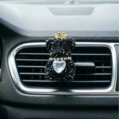 1pc/2pcs Rhinestone Crown Bear Car Air Vent Clip, Heart Decor Auto Air Outlet Vehicle Interior Accessory
